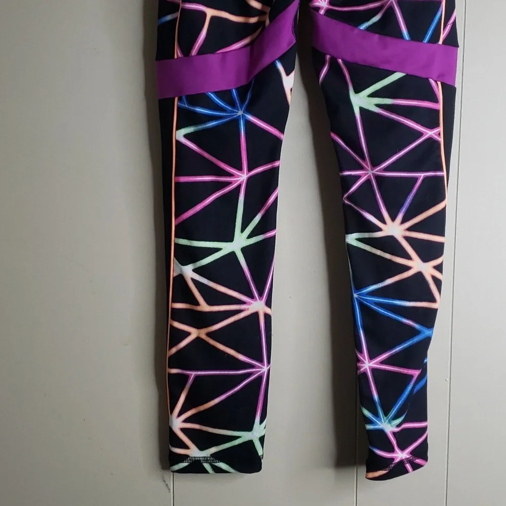 Girls Justice Sport Neon Black Leggings Medium